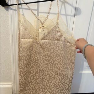 Elegant Lace Trim Leopard Print Tank Top